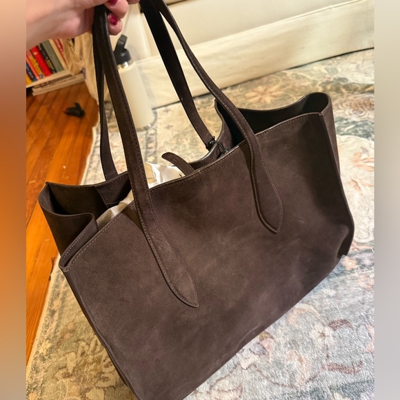 Massimo Dutti Split Suede Leather Maxi Icon Tote Bag in chocolate brown - Picture 5 of 7